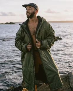 Poncho de surf recyclé doublé Sherpa - Kaki