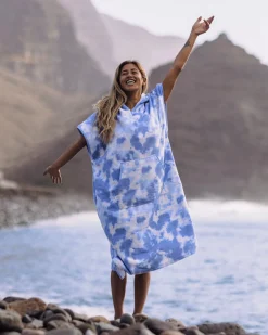Poncho en Serviette Recyclée Tulum - Tie Dye Bleuet