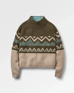 Pull en tricot recyclé d'ortie - Kaki