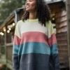 Pull Moments Oversized Organic Knitted Jumper - Lime Multi Stripe