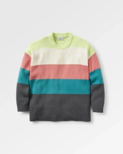 Pull Moments Oversized Organic Knitted Jumper - Lime Multi Stripe
