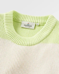 Pull Moments Oversized Organic Knitted Jumper - Lime Multi Stripe