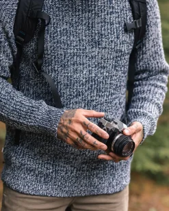 Pull recyclé en maille - Gris chiné