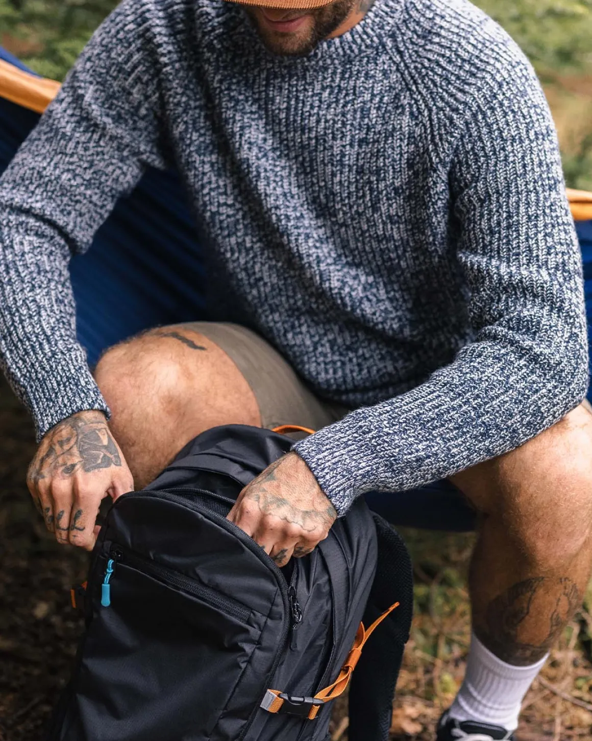 Pull recyclé en maille - Gris chiné