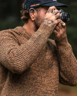 Pull recyclé en maille - Ocre poussiéreux
