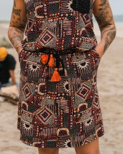 Robe en Coton Recyclé Rivergate - Patchwork Vintage Noir/Multi
