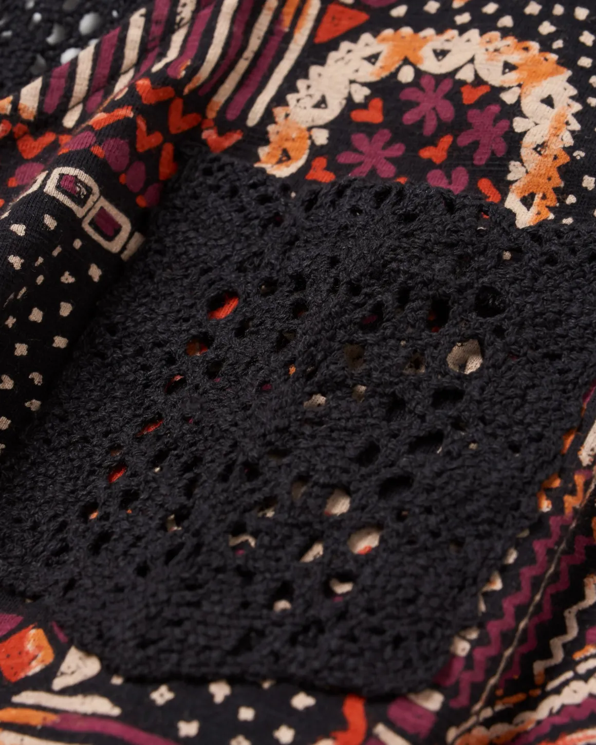Robe en Coton Recyclé Rivergate - Patchwork Vintage Noir/Multi