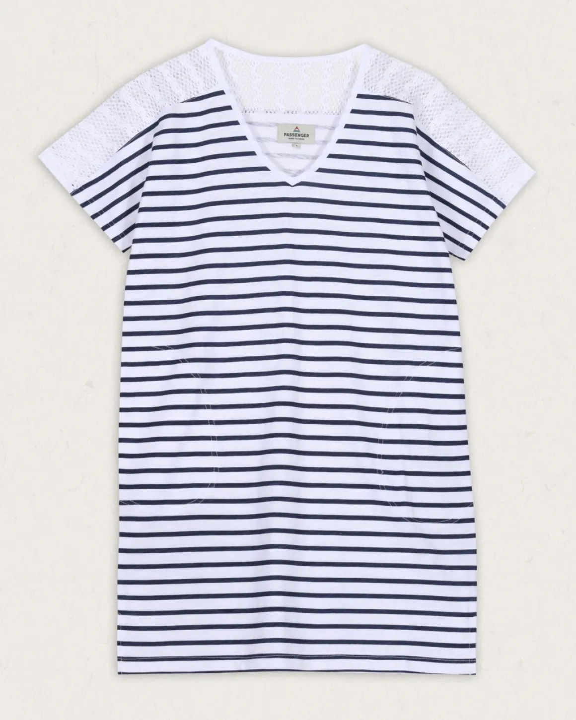 Robe T-shirt surdimensionnée en coton recyclé Olive - Rayure Marine