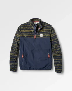 Set Off Recycled Polar 1/4 Zip Fleece - Mountain Geo Khaki/Rich Navy