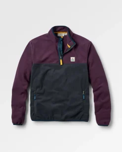 Set Off Recycled Polar 1/4 Zip Fleece - Deep Plum/Charcoal