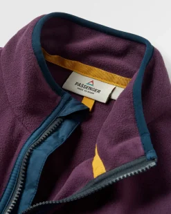 Set Off Recycled Polar 1/4 Zip Fleece - Deep Plum/Charcoal