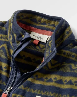 Set Off Recycled Polar 1/4 Zip Fleece - Mountain Geo Khaki/Rich Navy