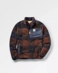 Sherpa Recyclé Offroad 1/2 Zip Fleece - Chestnut/Deep Navy Check
