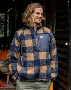 Sherpa Recyclé Offroad 1/2 Zip Fleece - Toffee/Rich Navy Buffalo