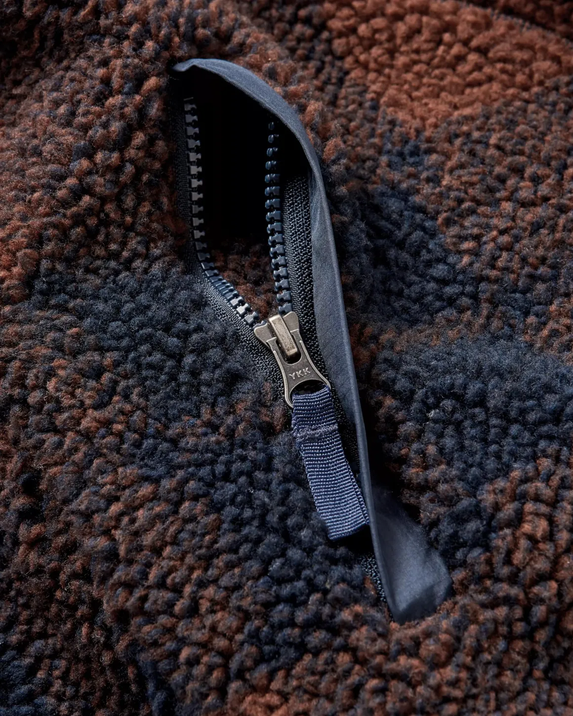 Sherpa Recyclé Offroad 1/2 Zip Fleece - Chestnut/Deep Navy Check