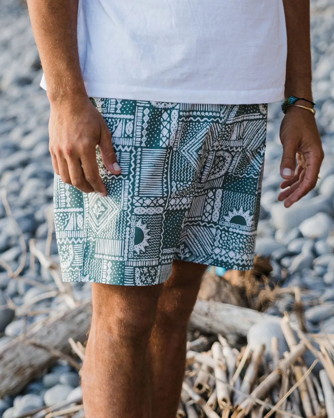 Short de bain polyvalent Porto Recyclé - Patchwork Vintage Forêt Sombre