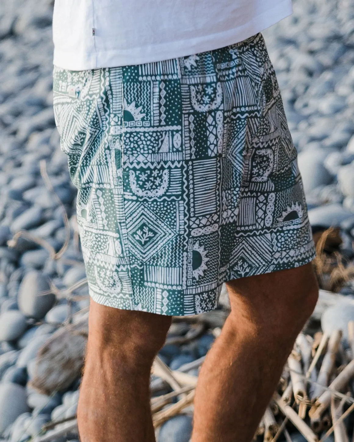 Short de bain polyvalent Porto Recyclé - Patchwork Vintage Forêt Sombre