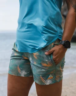 Short de randonnée polyvalent recyclé aller-retour - Palm Camo Deep Sea