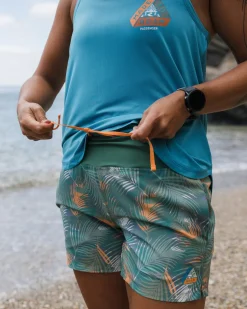 Short de randonnée polyvalent recyclé aller-retour - Palm Camo Deep Sea
