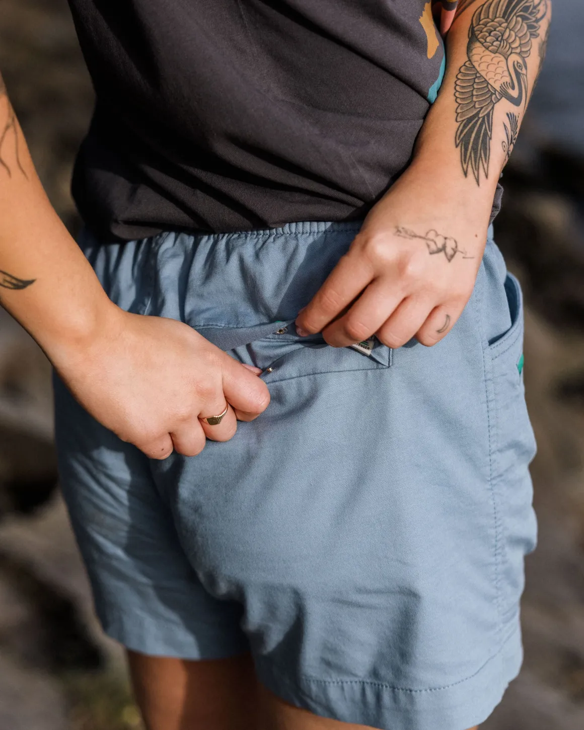Short en coton bio Basswood - Denim délavé