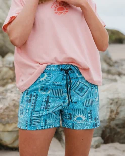 Short polyvalent recyclé Way Out - Patchwork vintage bleu piscine