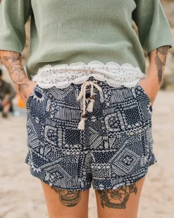 Short Tissé Santosa - Patchwork Vintage Marine