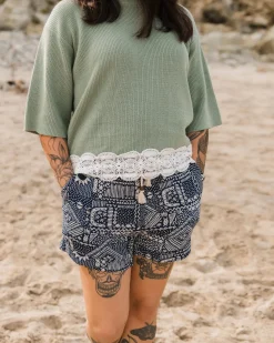 Short Tissé Santosa - Patchwork Vintage Marine