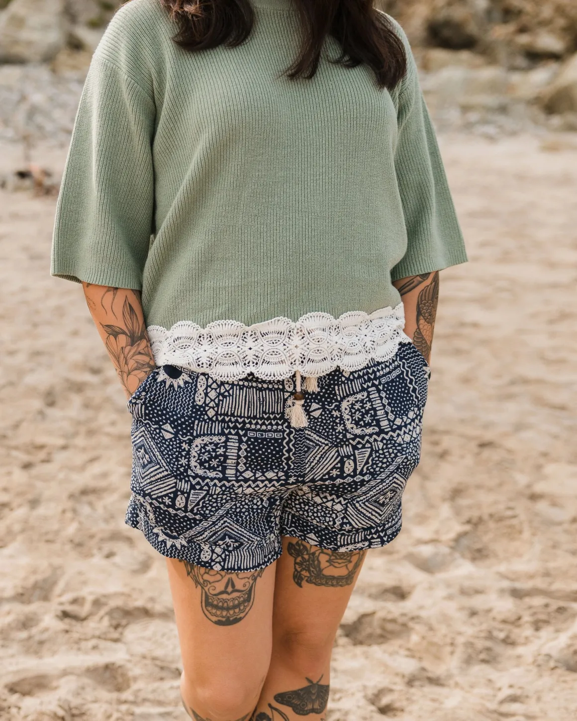 Short Tissé Santosa - Patchwork Vintage Marine