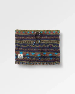 Snood en polaire Sherpa recyclée Ash - Motif montagne géométrique multicolore