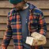Surchemise à capuche Sherwood Check - Rich Navy/Burnt Orange