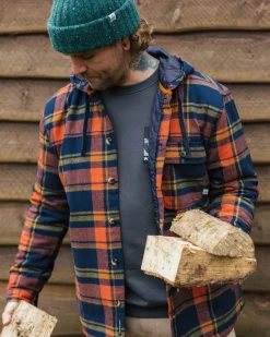Surchemise à capuche Sherwood Check - Rich Navy/Burnt Orange