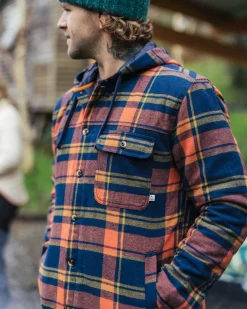 Surchemise à capuche Sherwood Check - Rich Navy/Burnt Orange