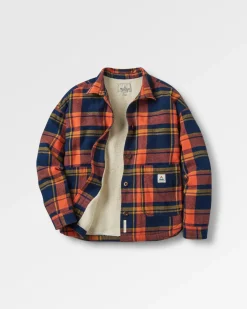Surchemise en coton bio Flint - Bleu marine riche/Orange brûlé