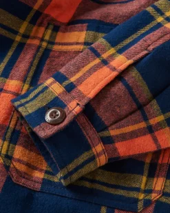 Surchemise en coton bio Flint - Bleu marine riche/Orange brûlé