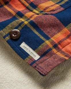 Surchemise en coton bio Flint - Bleu marine riche/Orange brûlé