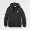Sweat à Capuche en Coton Recyclé Heritage avec Fermeture Éclair Complète - Noir