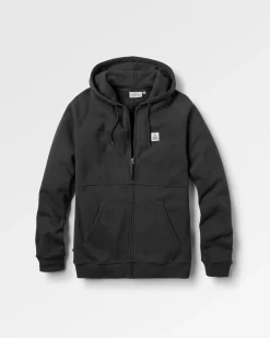 Sweat à Capuche en Coton Recyclé Heritage avec Fermeture Éclair Complète - Noir