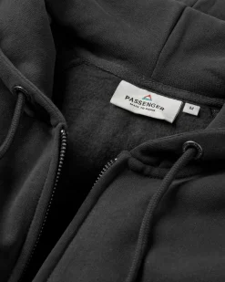 Sweat à Capuche en Coton Recyclé Heritage avec Fermeture Éclair Complète - Noir