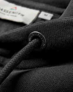Sweat à Capuche en Coton Recyclé Heritage avec Fermeture Éclair Complète - Noir