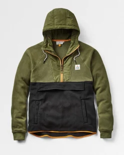 Sweat à capuche Woodland 1/2 zip en polaire recyclée - True Black/ Khaki