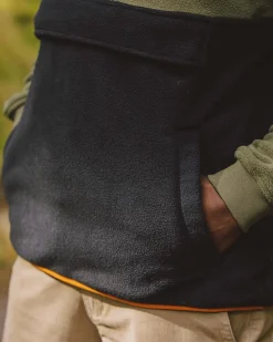 Sweat à capuche Woodland 1/2 zip en polaire recyclée - True Black/ Khaki