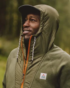 Sweat à capuche Woodland 1/2 zip en polaire recyclée - True Black/ Khaki