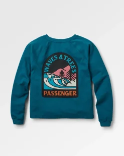 Sweatshirt en coton recyclé Waves u0026 Trees - Tidal Blue