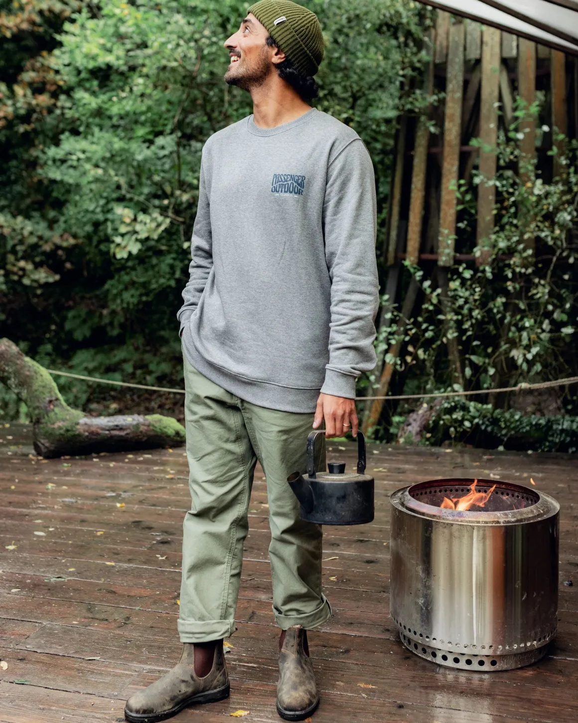Sweatshirt en coton recyclé Yuca - Gris foncé chiné