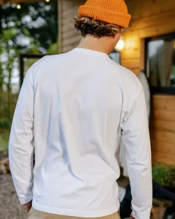 T-shirt à manches longues coupe décontractée recyclé Heritage - Blanc