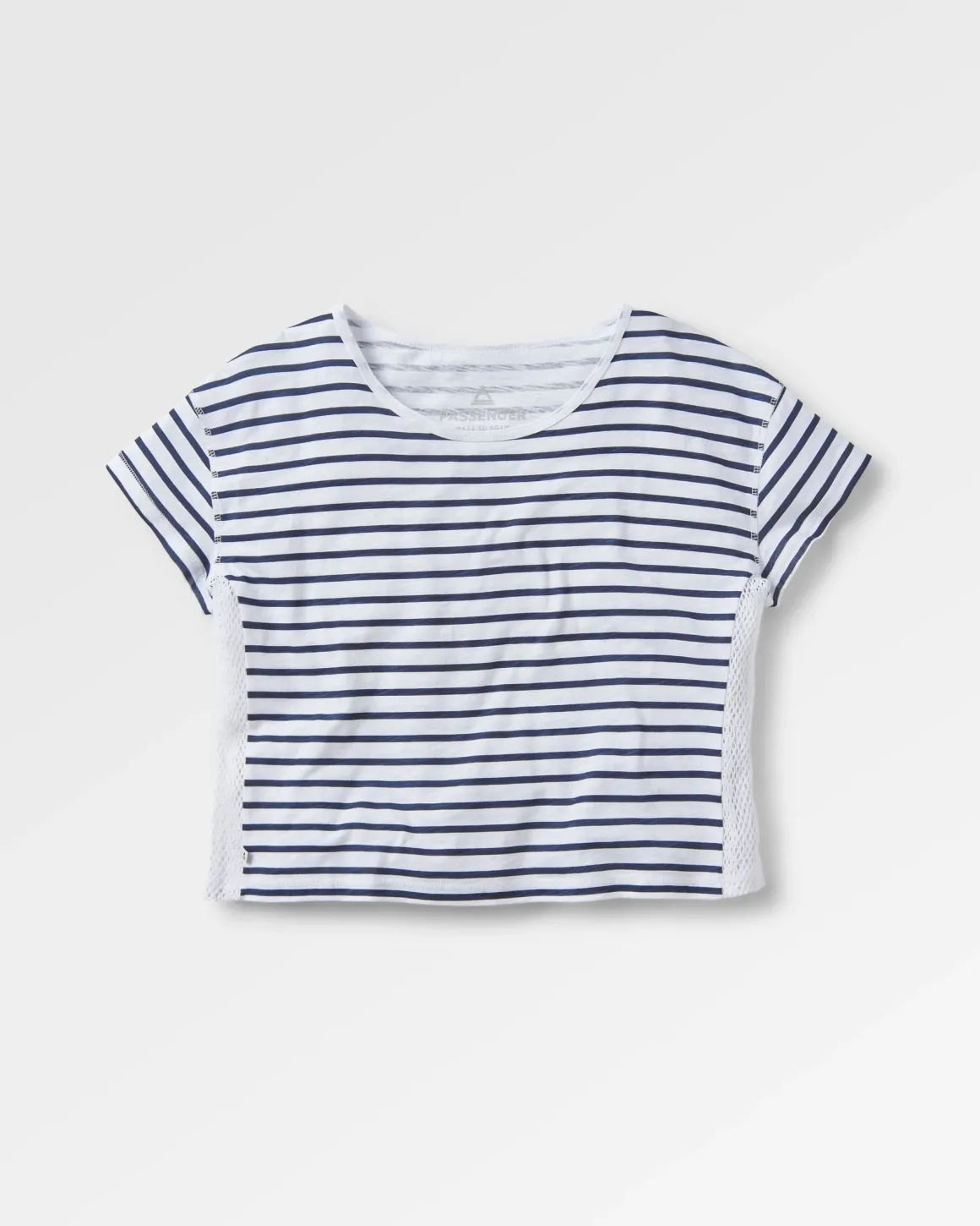 T-shirt à Rayures Marine avec Bordure au Crochet en Coton Recyclé Magnolia