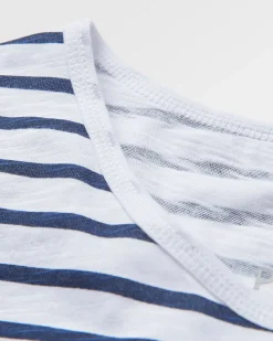 T-shirt à Rayures Marine avec Bordure au Crochet en Coton Recyclé Magnolia