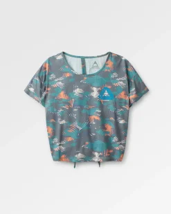 T-shirt Actif Recyclé à Dos Noué avec Impression Chakra - Camouflage Palmier Mer Profonde