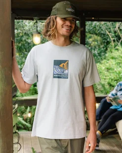T-shirt en coton bio Waves u0026 Trees - Bleu Gris