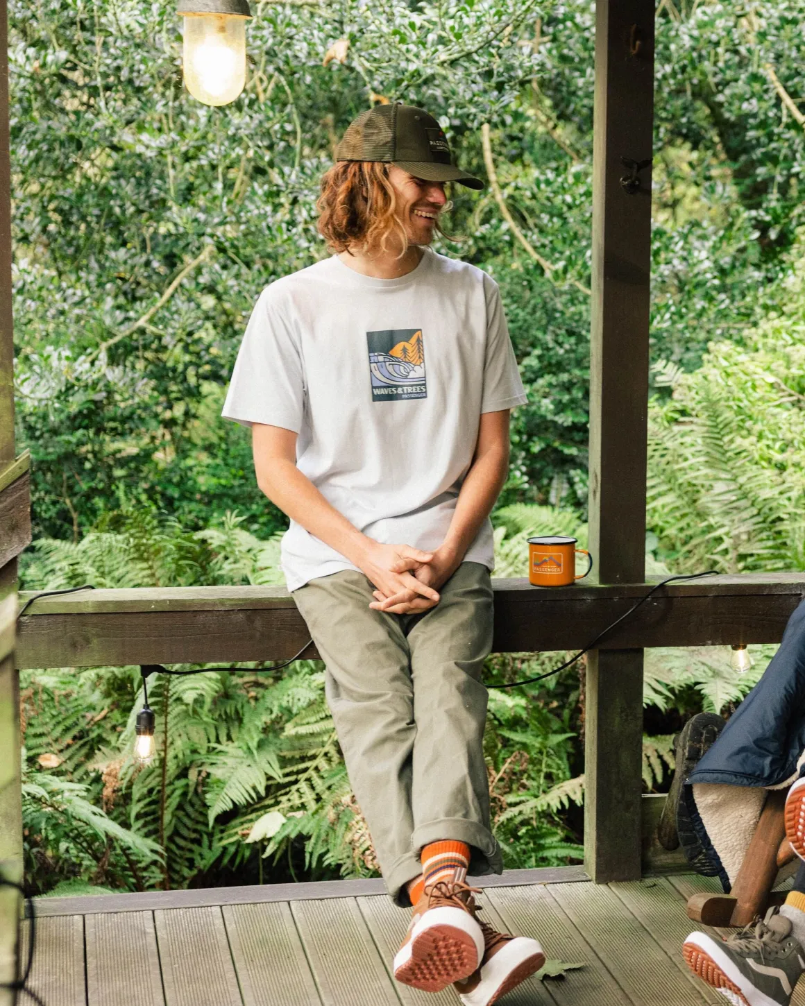 T-shirt en coton bio Waves u0026 Trees - Bleu Gris